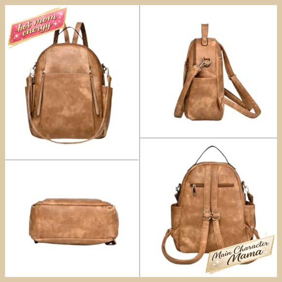 Leather Mini Backpack Convertible Shoulder Bag Chic Fashion Roomy Compartments